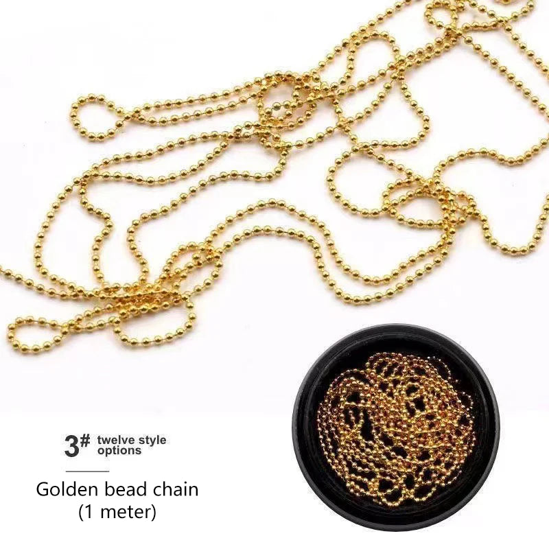 100cm Metal Nail Chains Charm Rhinestone 3D Nail Art DIY