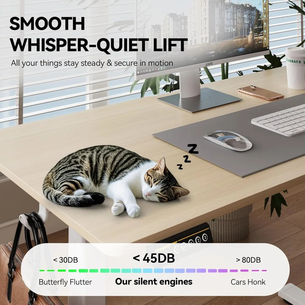 Electric Standing Desk Adjustable Height 53x24 Wheels