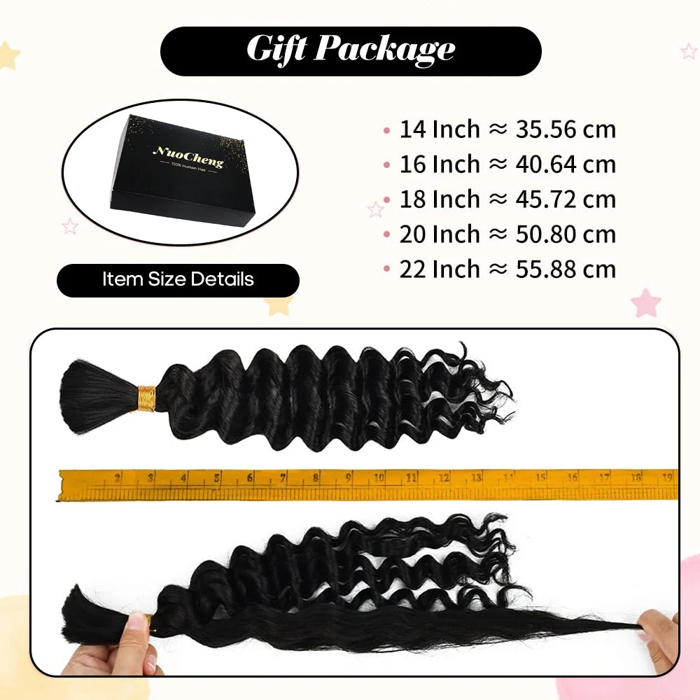 2 Bundles Brazilian Deep Wave Human Hair For Braids 14 Inch