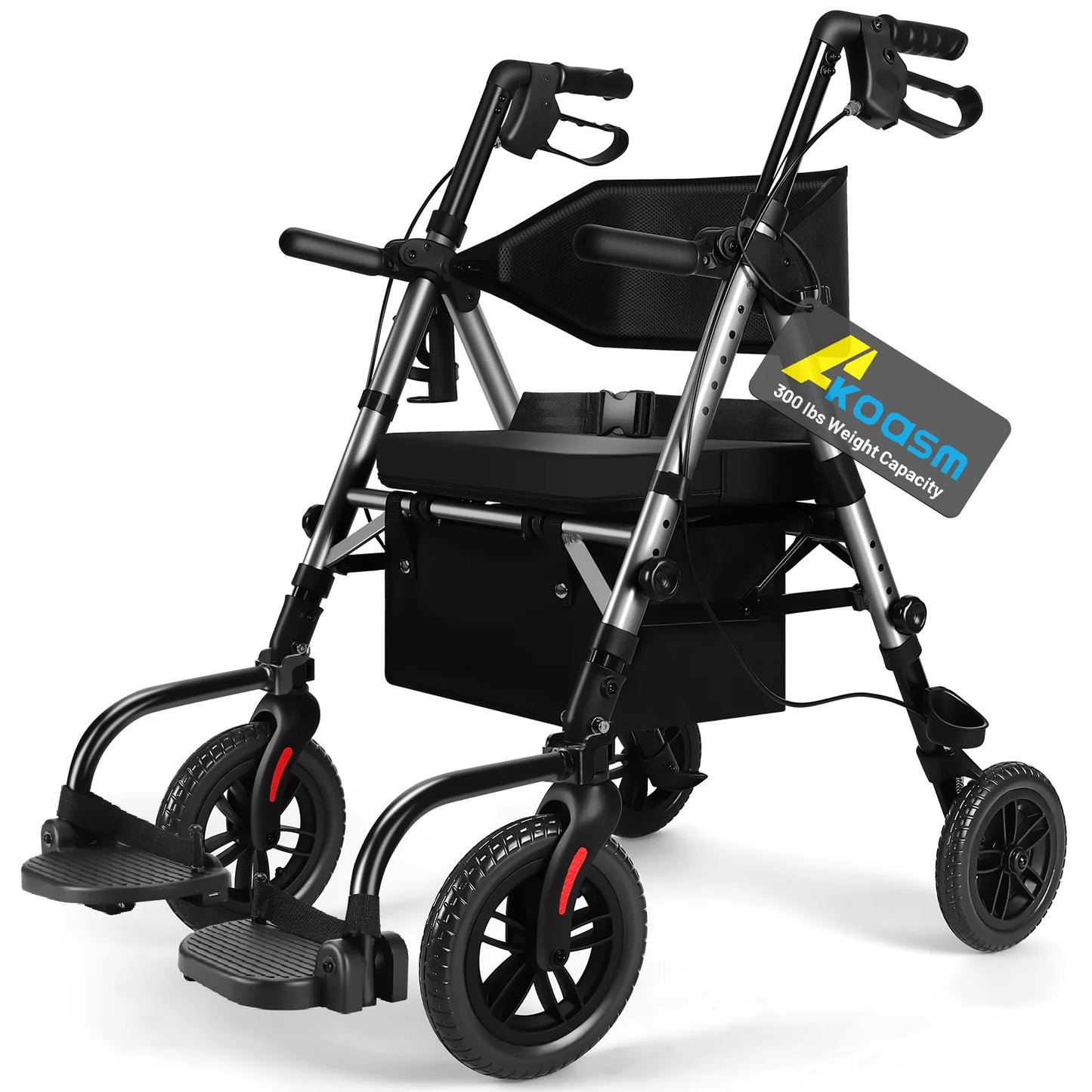 Lightweight 2 In 1 Rolling Walker Wheelchair With Brakes