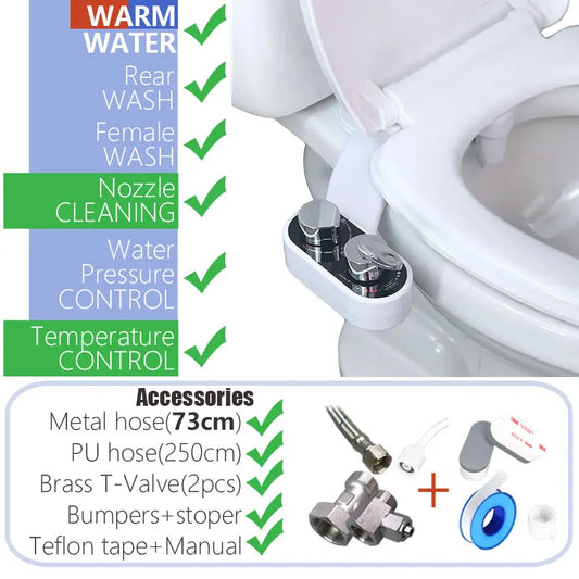 WASHERO Bidet Warm Water Toilet Seat Attachment Jet Sprayer