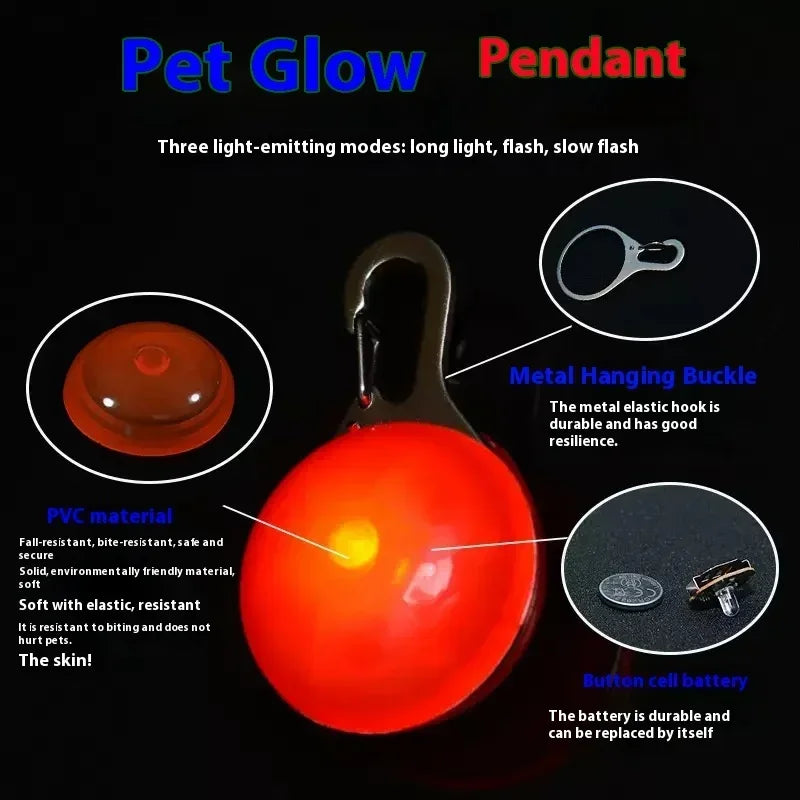 Led Luminous Dog Cat Collar Glowing Pendant Safety Necklace