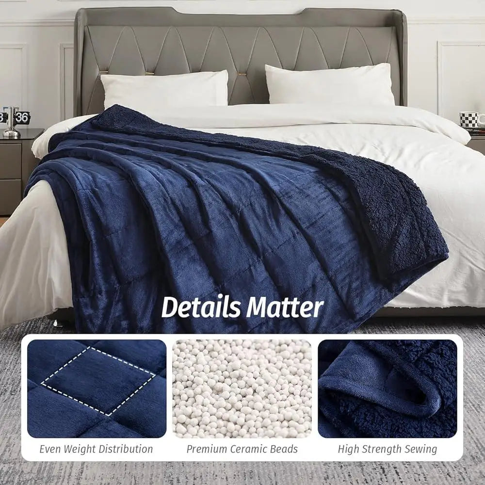 Cozy Sherpa Fleece Weighted Blanket 15 Pound Soft Plush