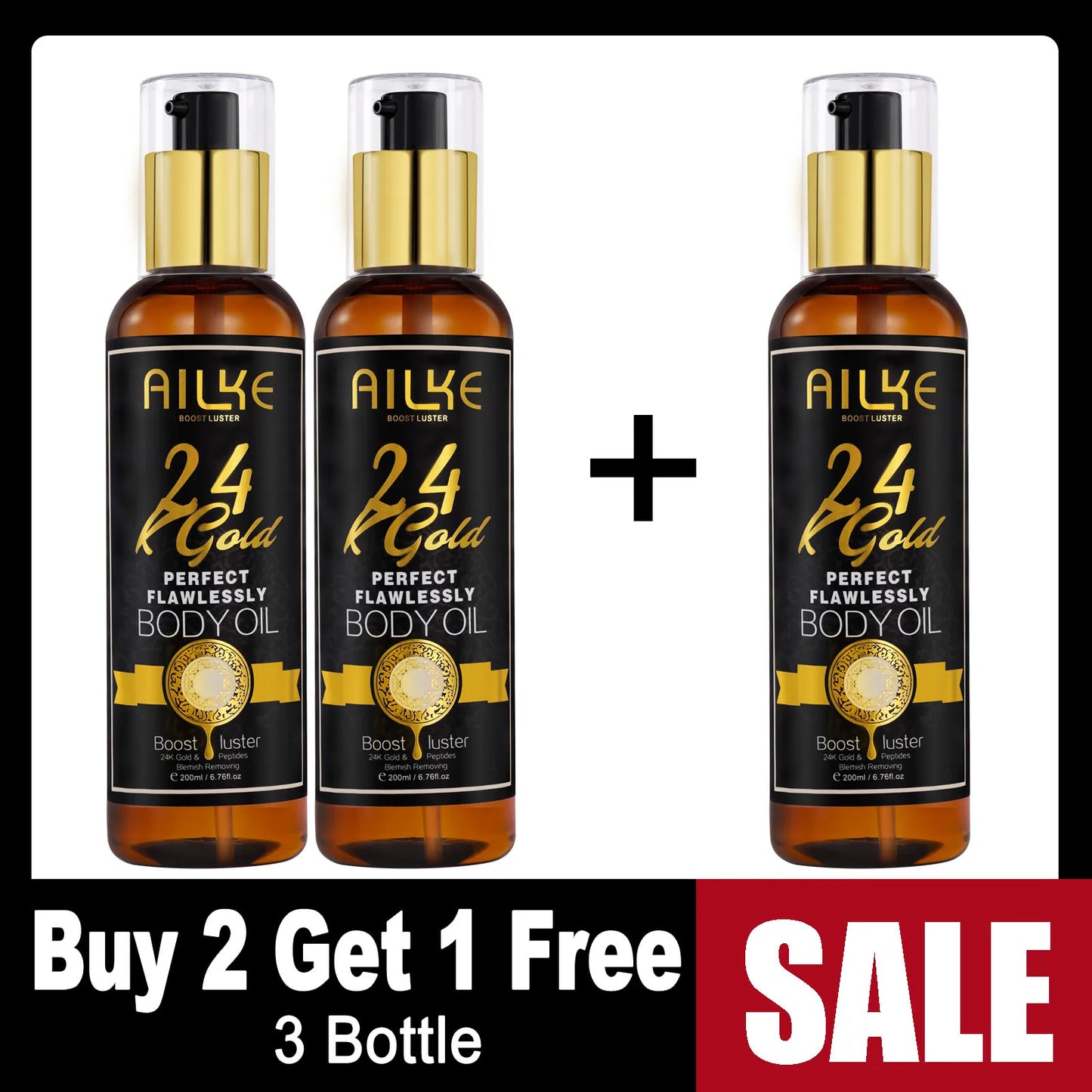 Ailke 24K Gold Flawless Body Oil Whitening Brightening