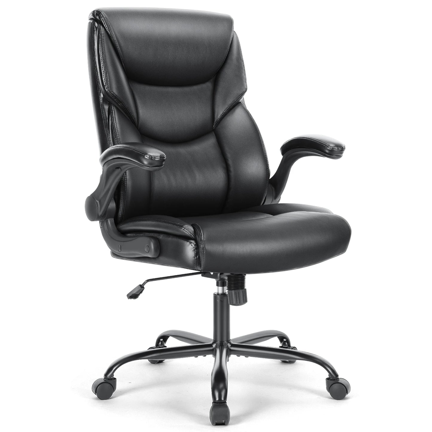 JHK Ergonomic PU Leather Armrest Chair With Lumbar Support
