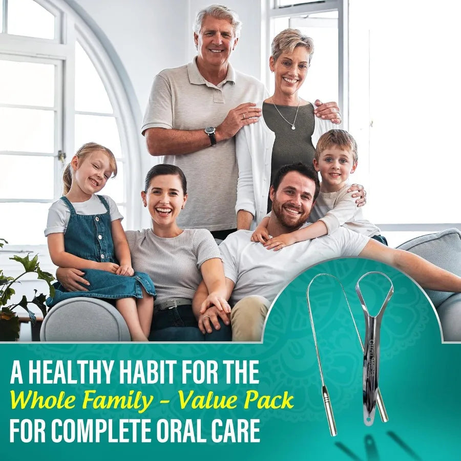 4Pack Medical Grade Stainless Steel Tongue Scraper with Travel Case for Adults Enhances Fresh Breath and Daily Oral Care Routin