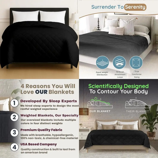 Premium 20Lb Breathable King Size Weighted Blanket Black