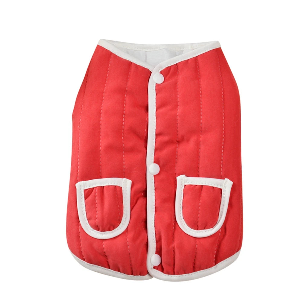 Cotton Padded Dog Coat Vest With Pockets For Small Dogs