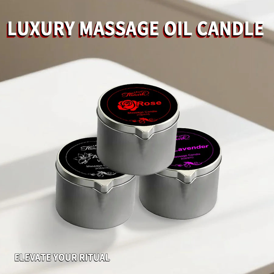 Three Piece Scented Massage Candles Set 6oz Total 2oz Each