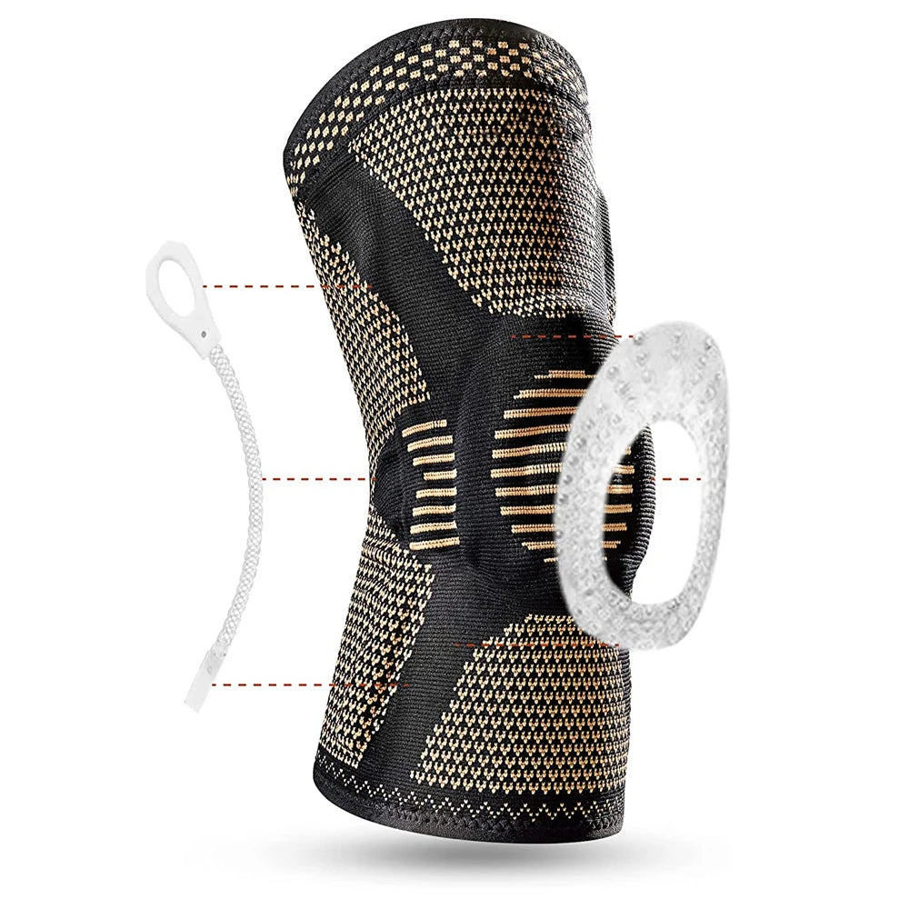 1PC Orthopedic Knee Pad Knee Brace Support Adjustable Sport Knee Brace Copper Nylon Patella Protector for Sports Workout