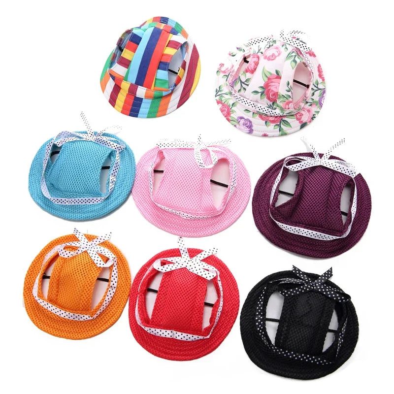 Pet Dog Sun Hat With Ear Holes Adjustable Cap For Dogs