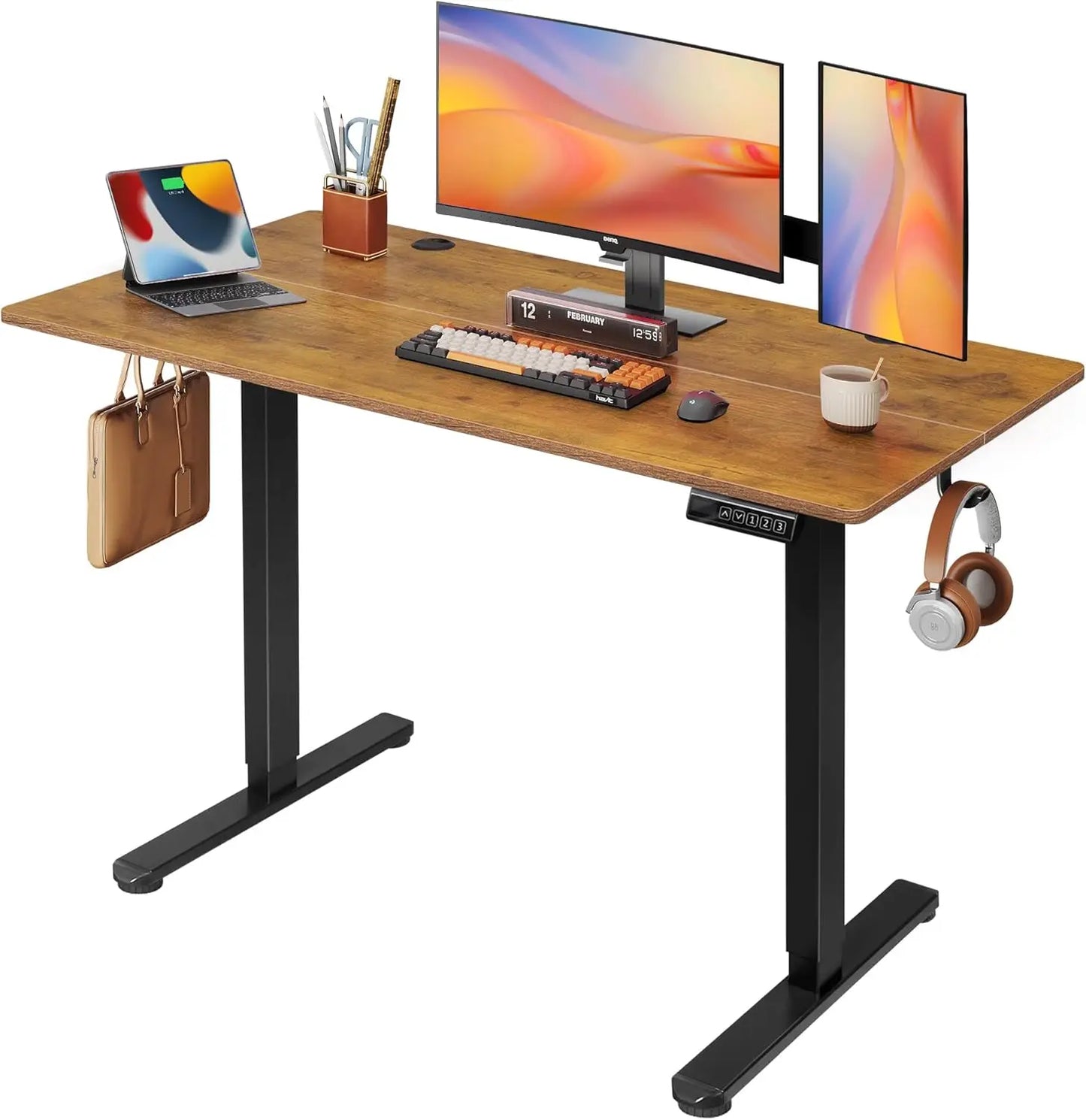Standing Desk Adjustable Height Sit to Stand Headphone Hook