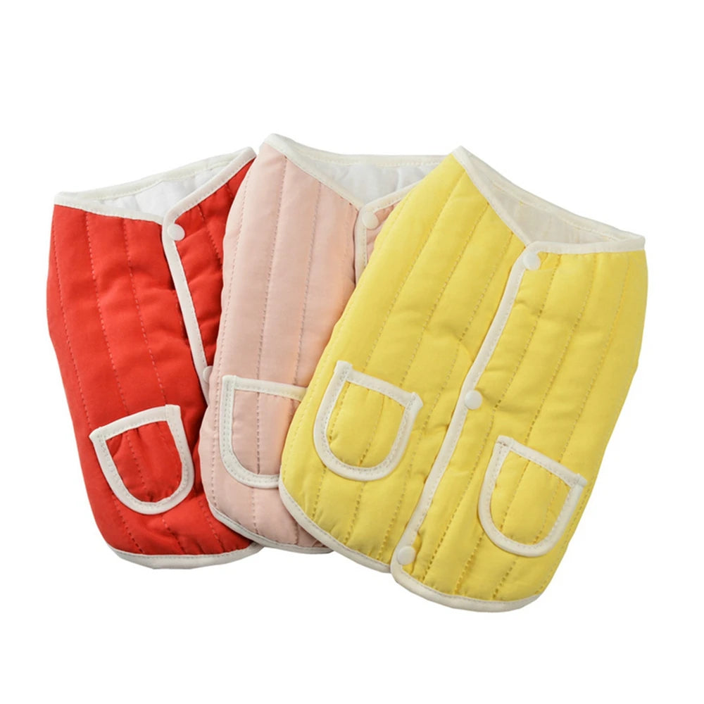 Cotton Padded Dog Coat Vest With Pockets For Small Dogs
