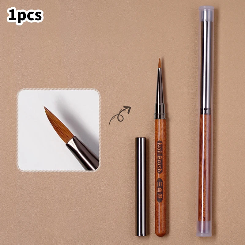 Triangular Nail Art Brush Pen Wood Handle UV Gel Acrylic