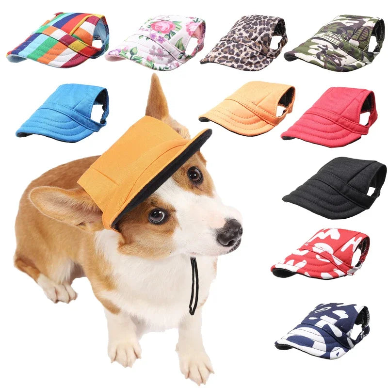 Pet Dog Sun Hat With Ear Holes Adjustable Cap For Dogs
