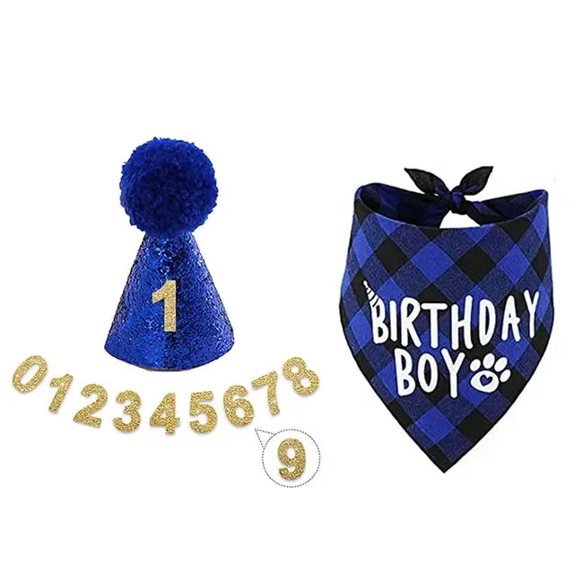 Pet Birthday Props Hat Scarf For Dogs Cats Party Decoration