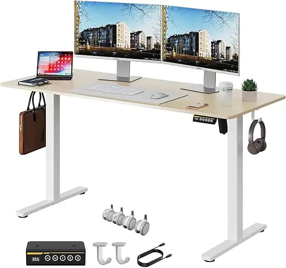 Electric Standing Desk Adjustable Height 53x24 Wheels