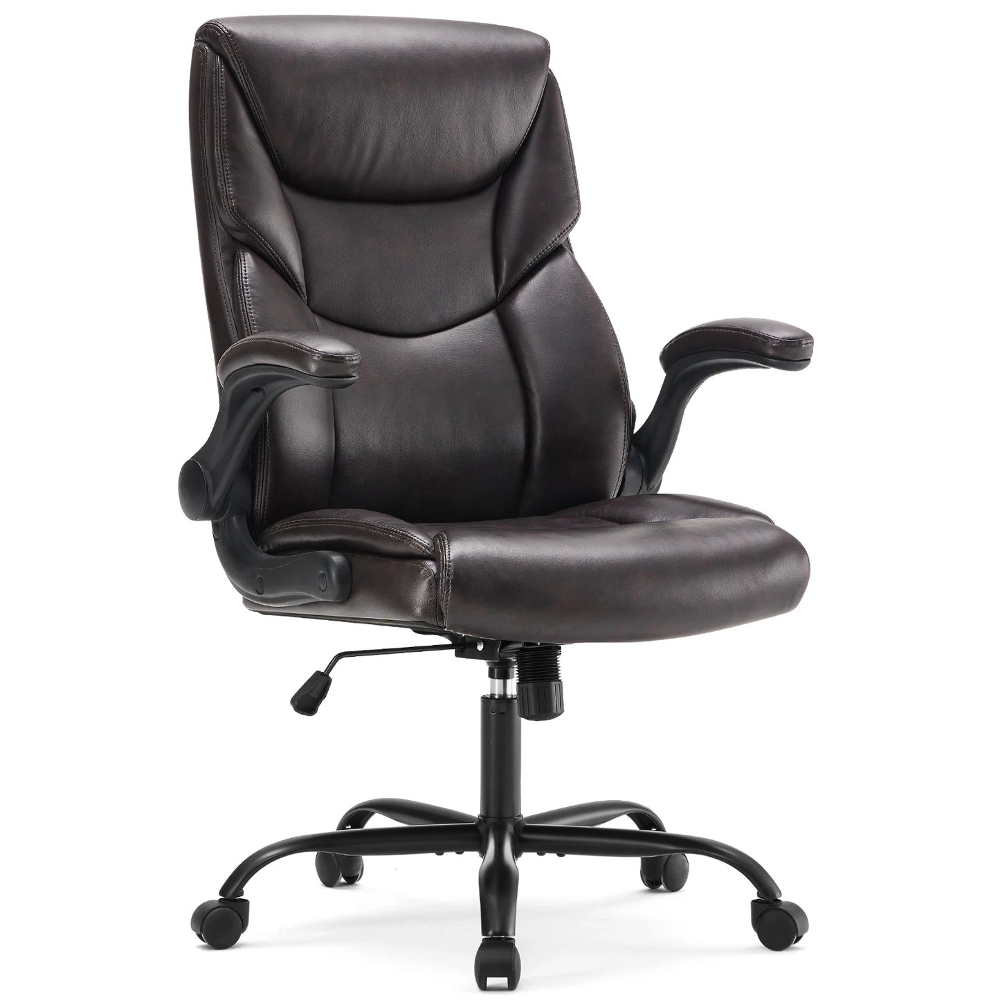 JHK Ergonomic PU Leather Armrest Chair With Lumbar Support