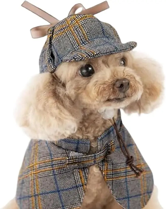Dog Detective Costume Halloween Cosplay Cape Cloak Hat