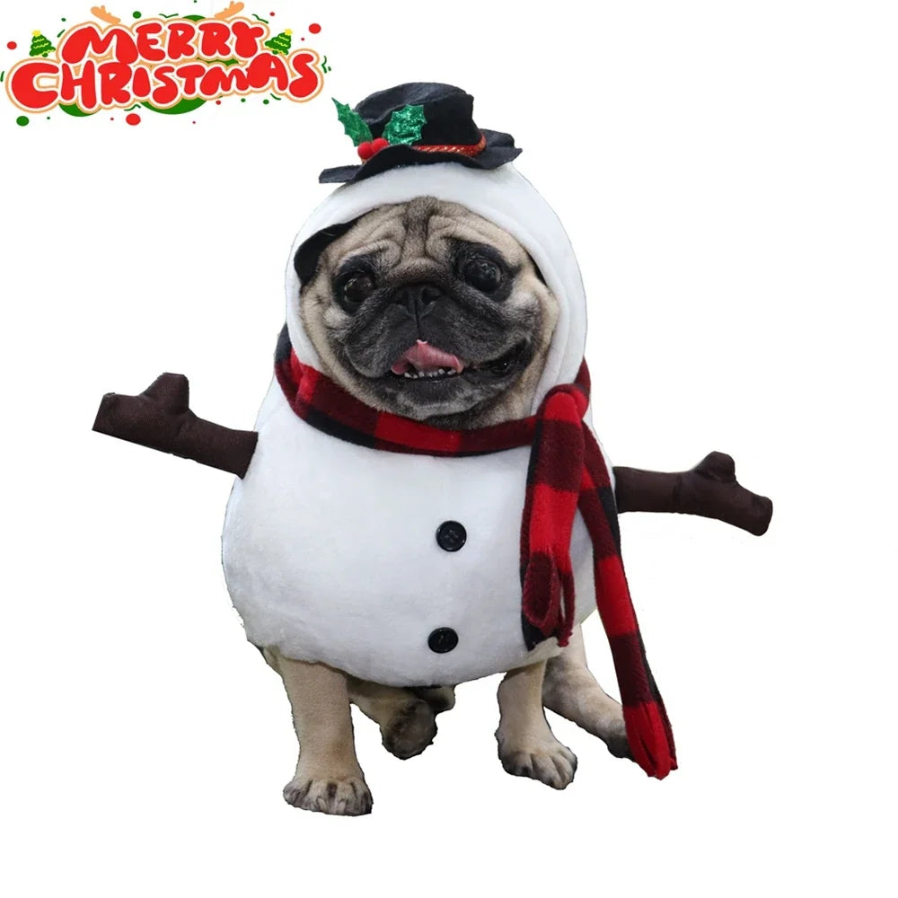 Christmas Snowman Dog Costume Winter Outfit For Small Dogs