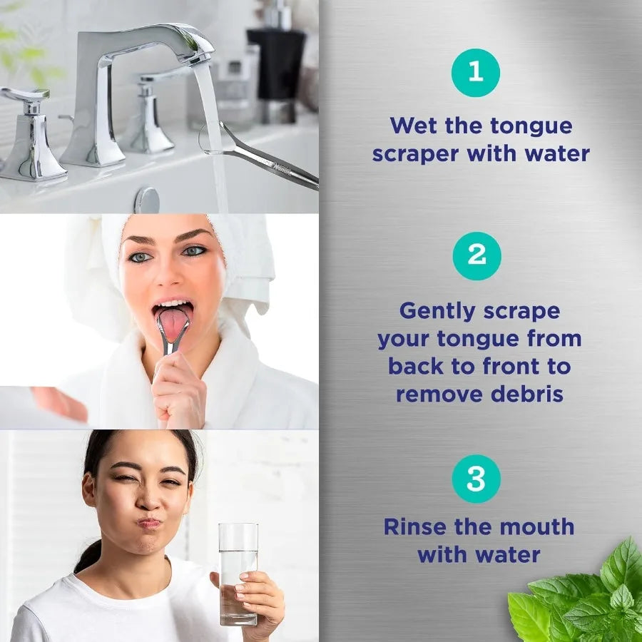 4Pack Medical Grade Stainless Steel Tongue Scraper with Travel Case for Adults Enhances Fresh Breath and Daily Oral Care Routin