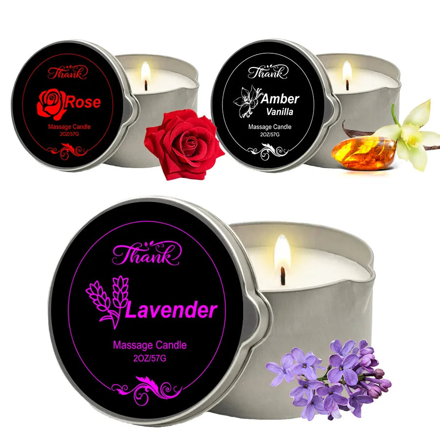 Three Piece Scented Massage Candles Set 6oz Total 2oz Each