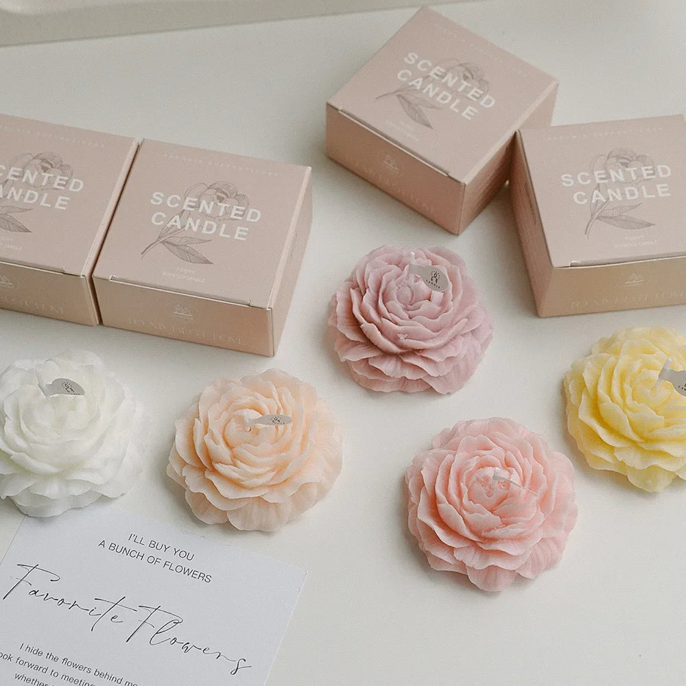 Peony Flower Scented Candle Gift for Mothers Day Gift Box