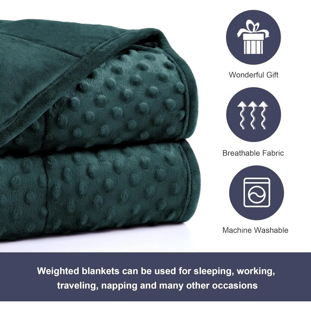 Twin Size 20 Pound Weighted Blanket 48x72 Green Breathable