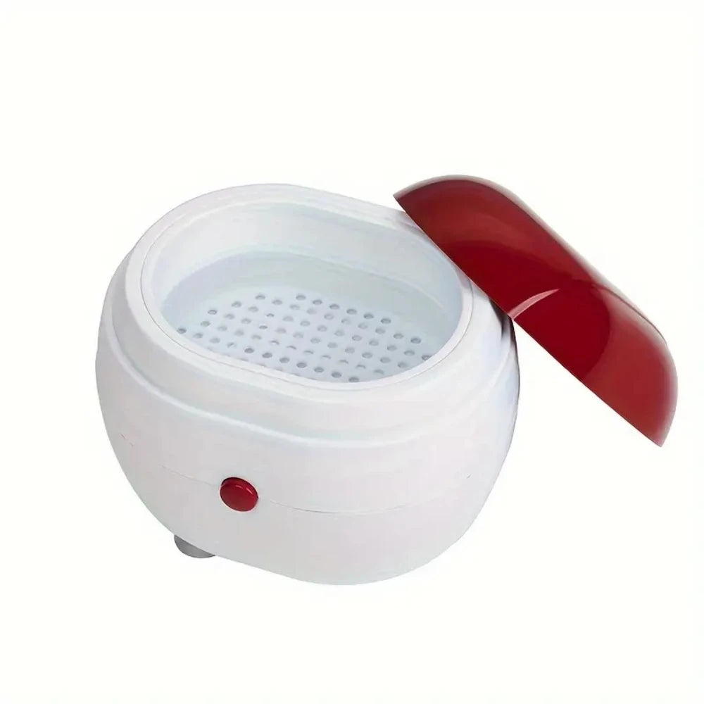 Portable Ultrasonic Denture Cleaner with Filtration, Automatic Sonic Dental Cleaner Box for Retainers, Mouth Guards, Clear Brace