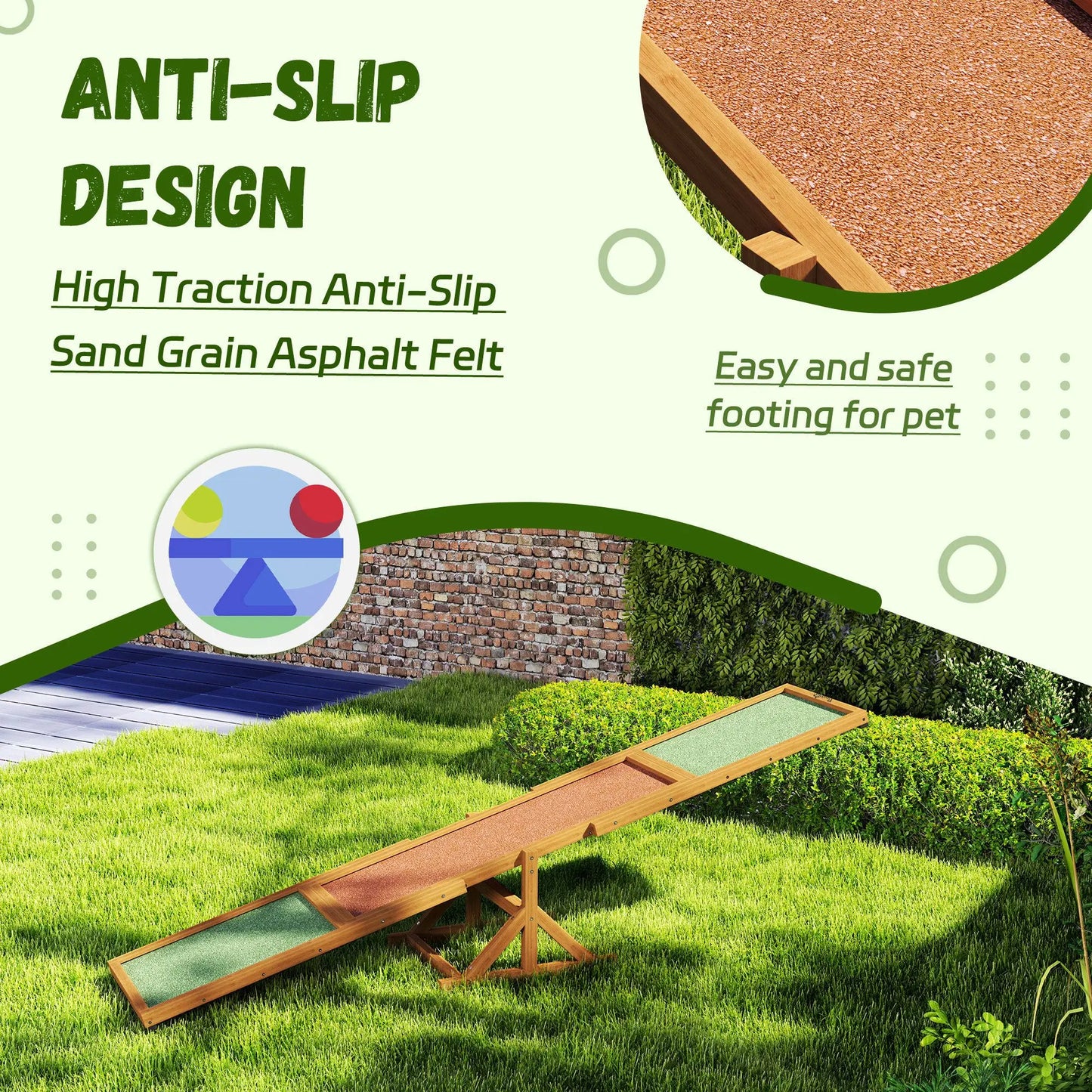 PawHut Weather Resistant Wooden Dog Agility Seesaw Orange