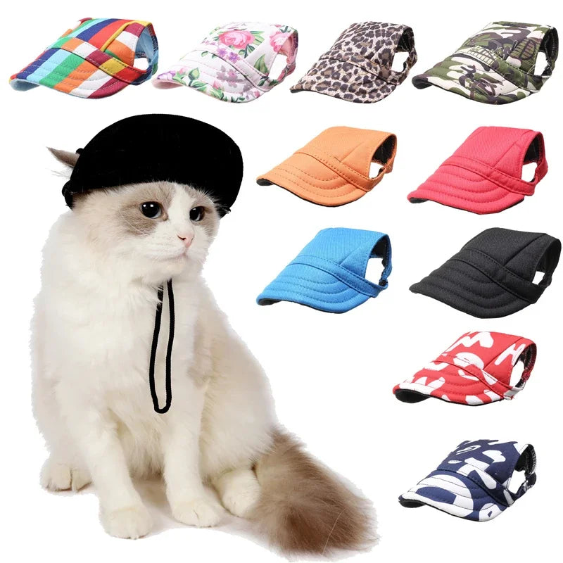 Pet Dog Sun Hat With Ear Holes Adjustable Cap For Dogs