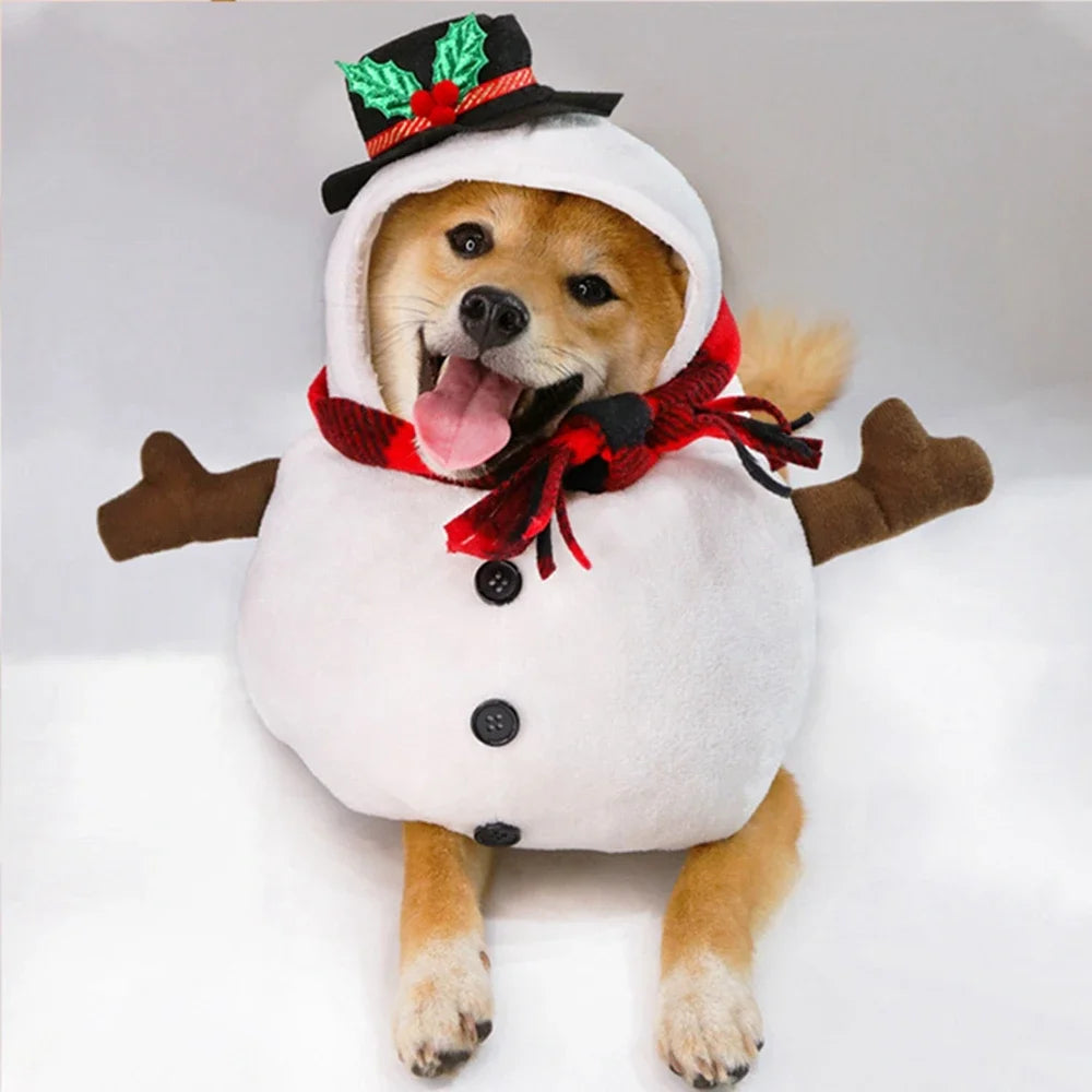 Christmas Snowman Dog Costume Winter Outfit For Small Dogs