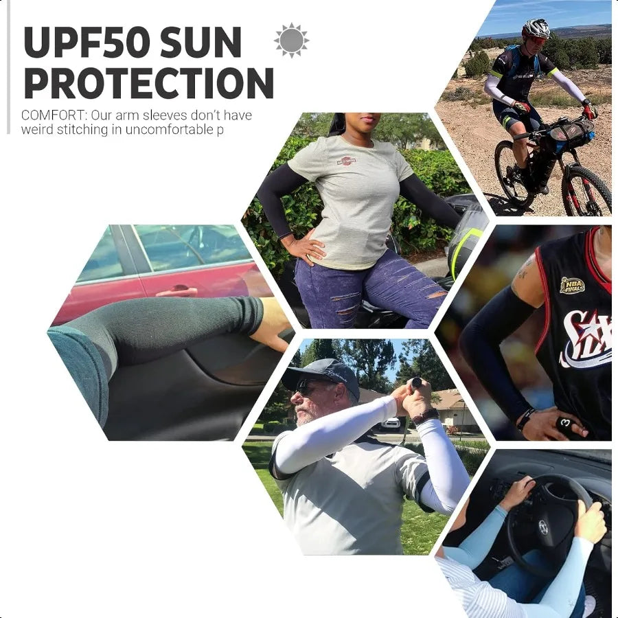 UV Sun Protection Arm Sleeves for Men Women Tattoo Cover Up UPF 50 Cooling Sleeve for Golf Cycling