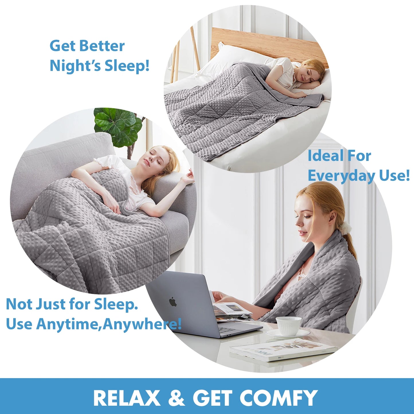 Gray Twin Weighted Blanket For Adults With Glass Beads