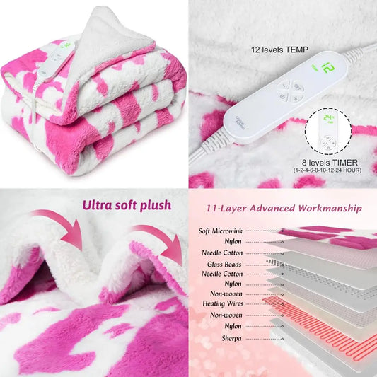 Pink 36 By 48 Weighted Electric Blanket With 12 Settings