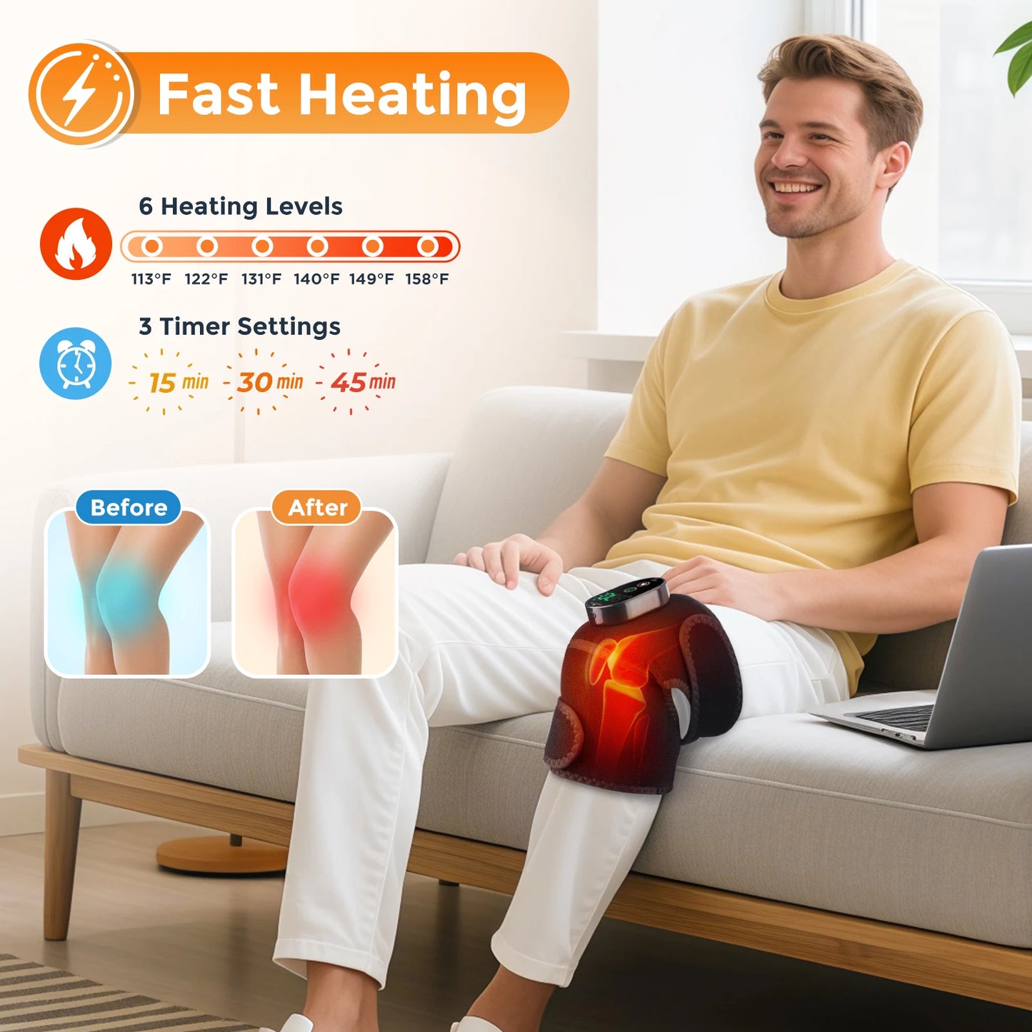 US Stock 3 In 1 Heating Knee Massager With Hot Compress