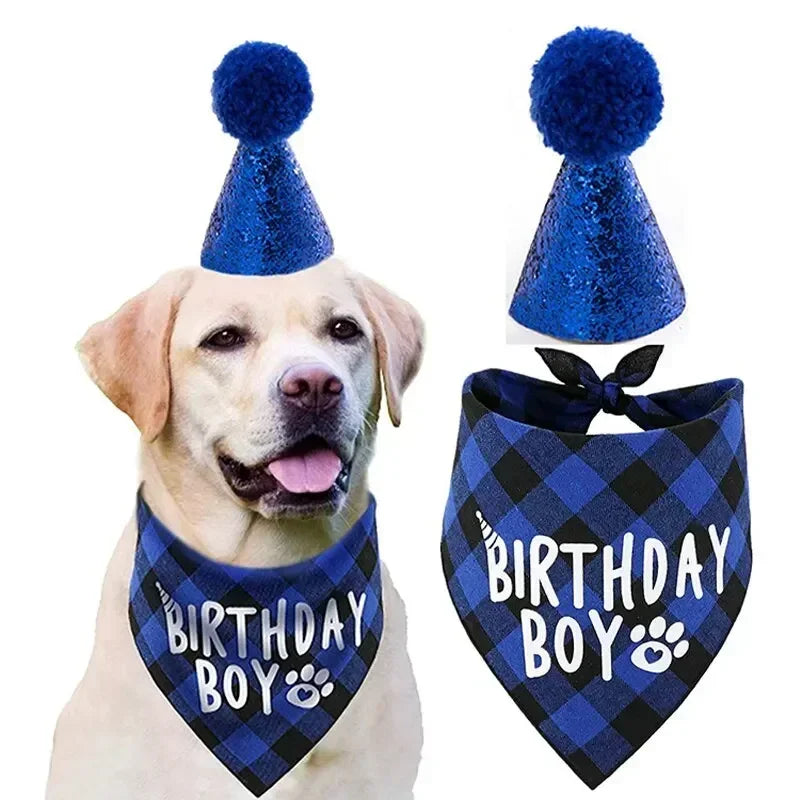 Pet Birthday Props Hat Scarf For Dogs Cats Party Decoration