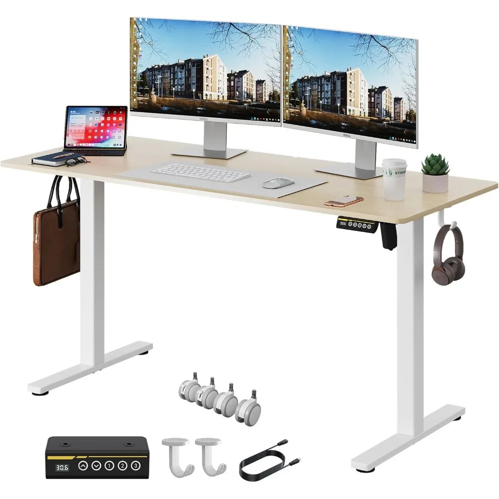 Electric Standing Desk Adjustable Height 53x24 Wheels