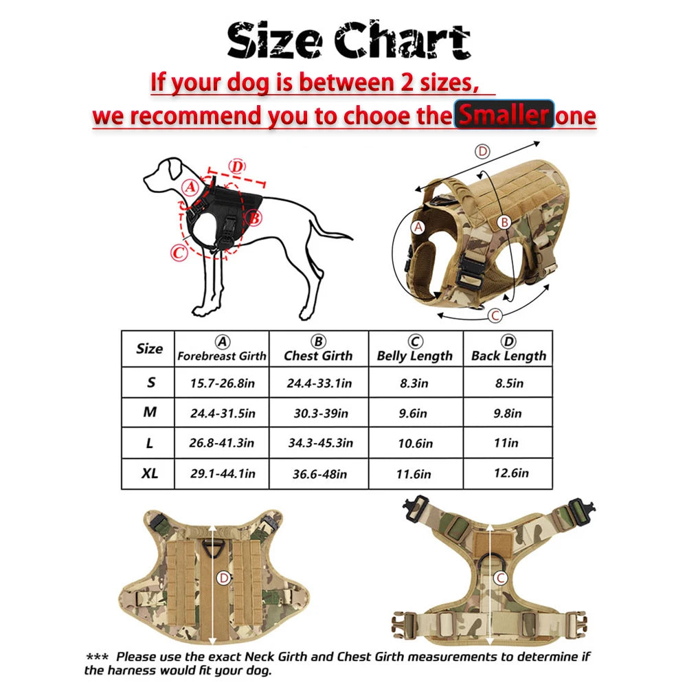 Tactical Dog Harness With Patches For Medium To Large Dogs