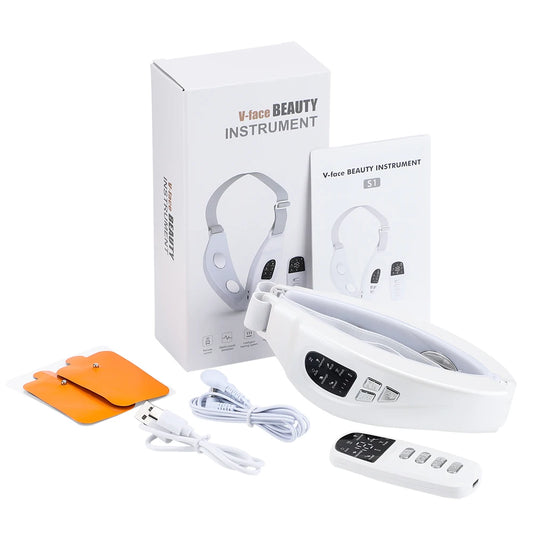 US UK Stock Microcurrent EMS V-face Lift Device Facial Vibration Massager Skin Care Double Chin Remover Face Slim