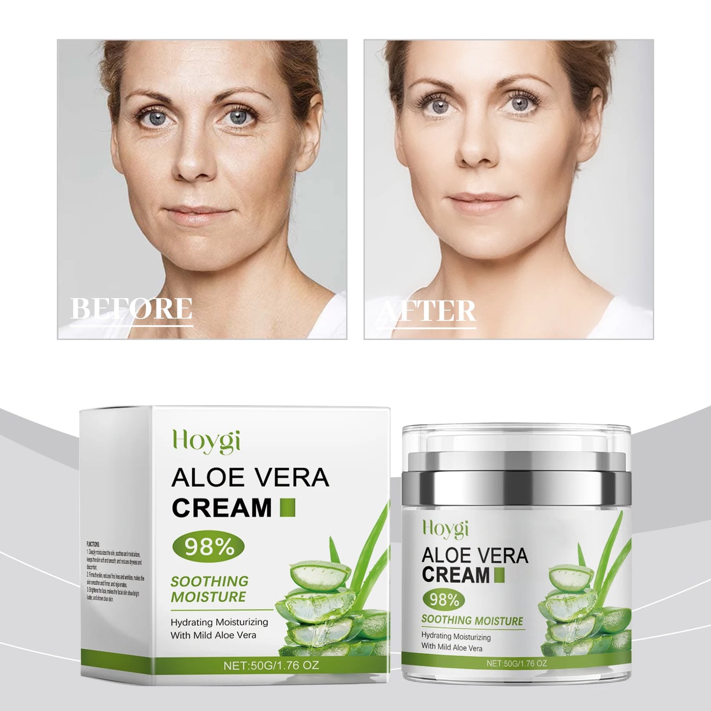Hoygi Aloe Moisturizing Cream Gentle Hydrating Moisturizing Brightening and Tender Facial Skin Daily Care