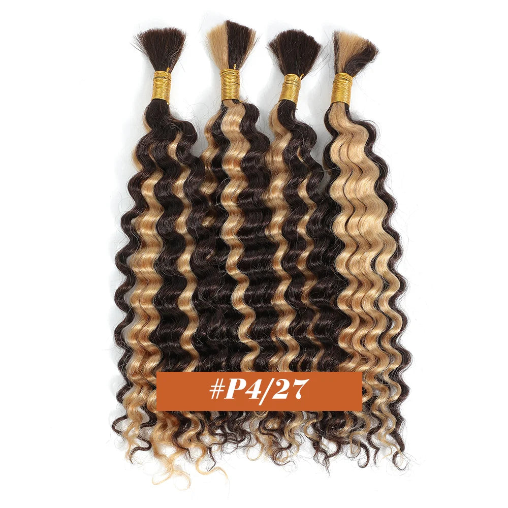 Human Braiding Hair Boho Curly Deep Wave 100g Knotless Bulk