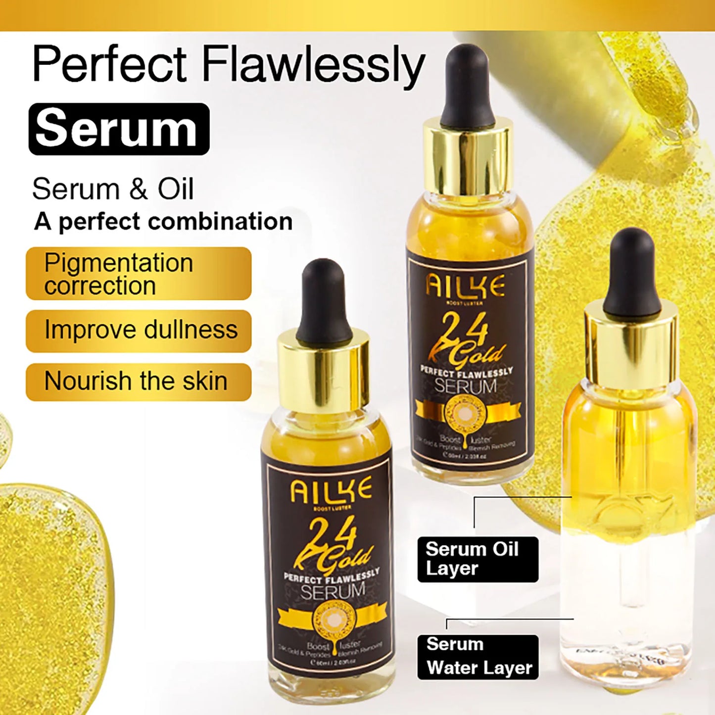 Ailke 24K Gold Flawless Body Oil Whitening Brightening