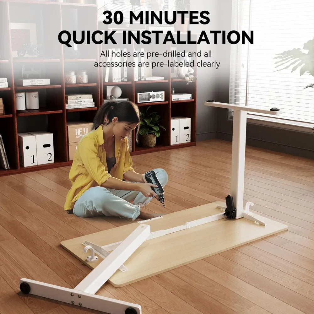 Electric Standing Desk Adjustable Height 53x24 Wheels