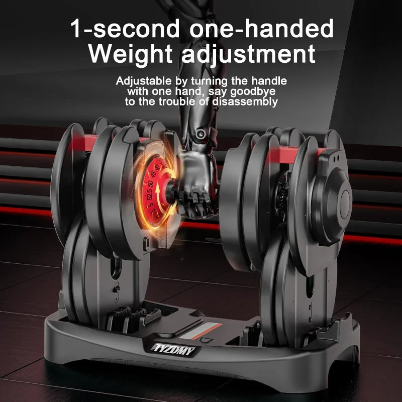 Adjustable Dumbbell Set 52.5 Lbs Pair 105 Lbs Total 15 in 1