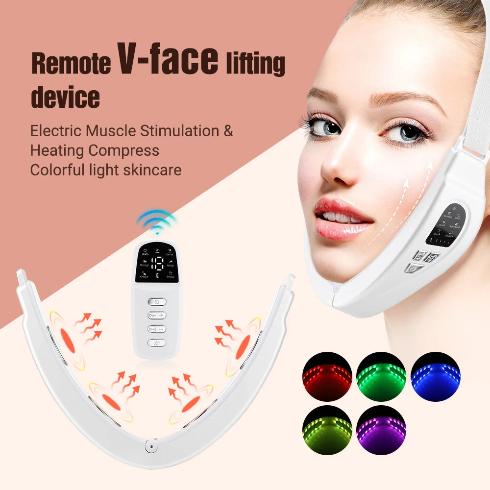 US UK Stock Microcurrent EMS V-face Lift Device Facial Vibration Massager Skin Care Double Chin Remover Face Slim