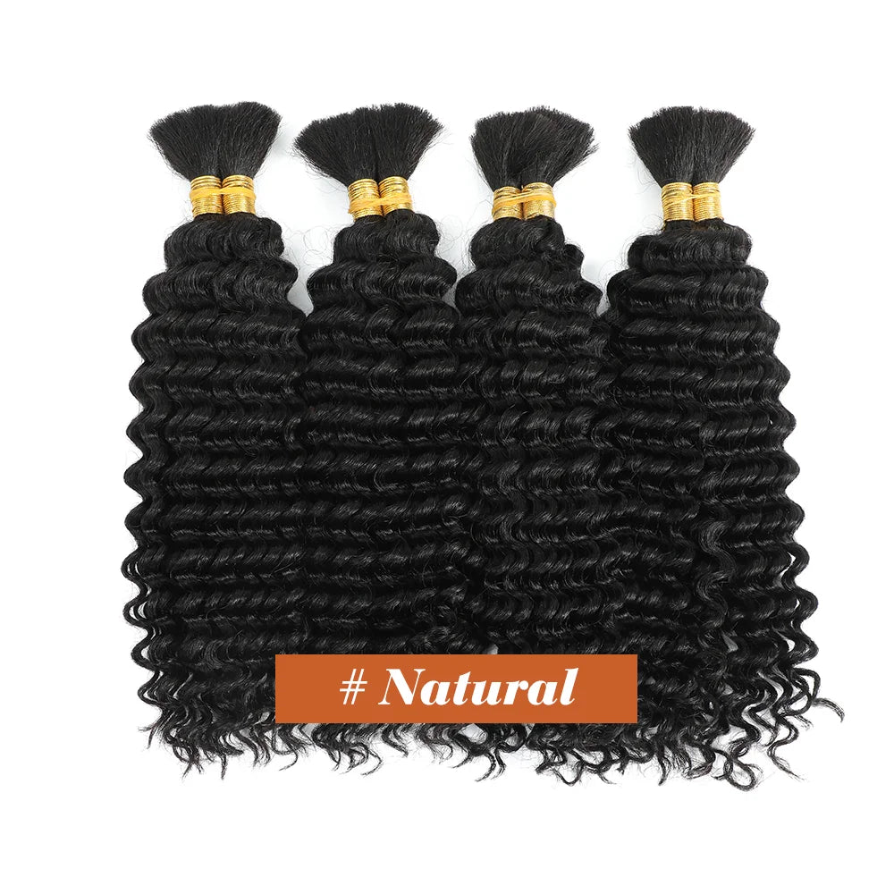 Human Braiding Hair Boho Curly Deep Wave 100g Knotless Bulk