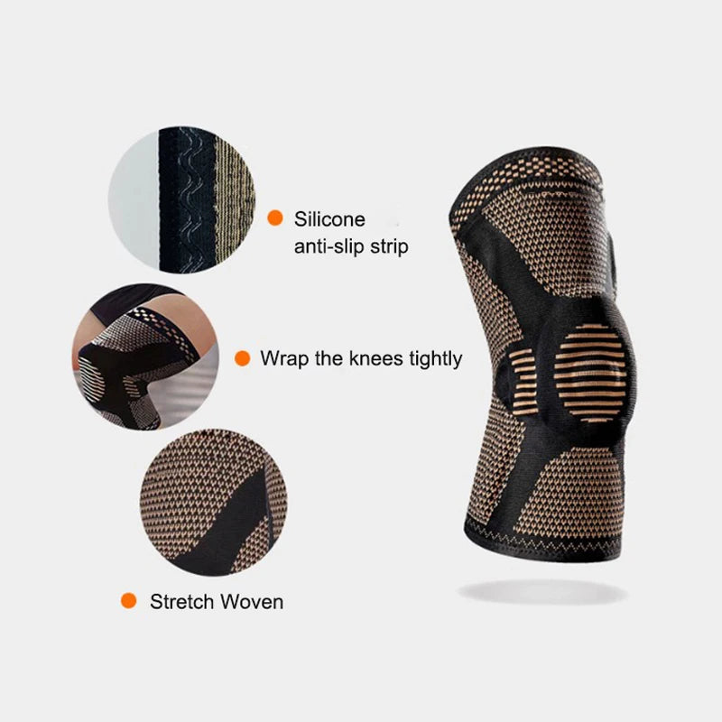 1PC Orthopedic Knee Pad Knee Brace Support Adjustable Sport Knee Brace Copper Nylon Patella Protector for Sports Workout