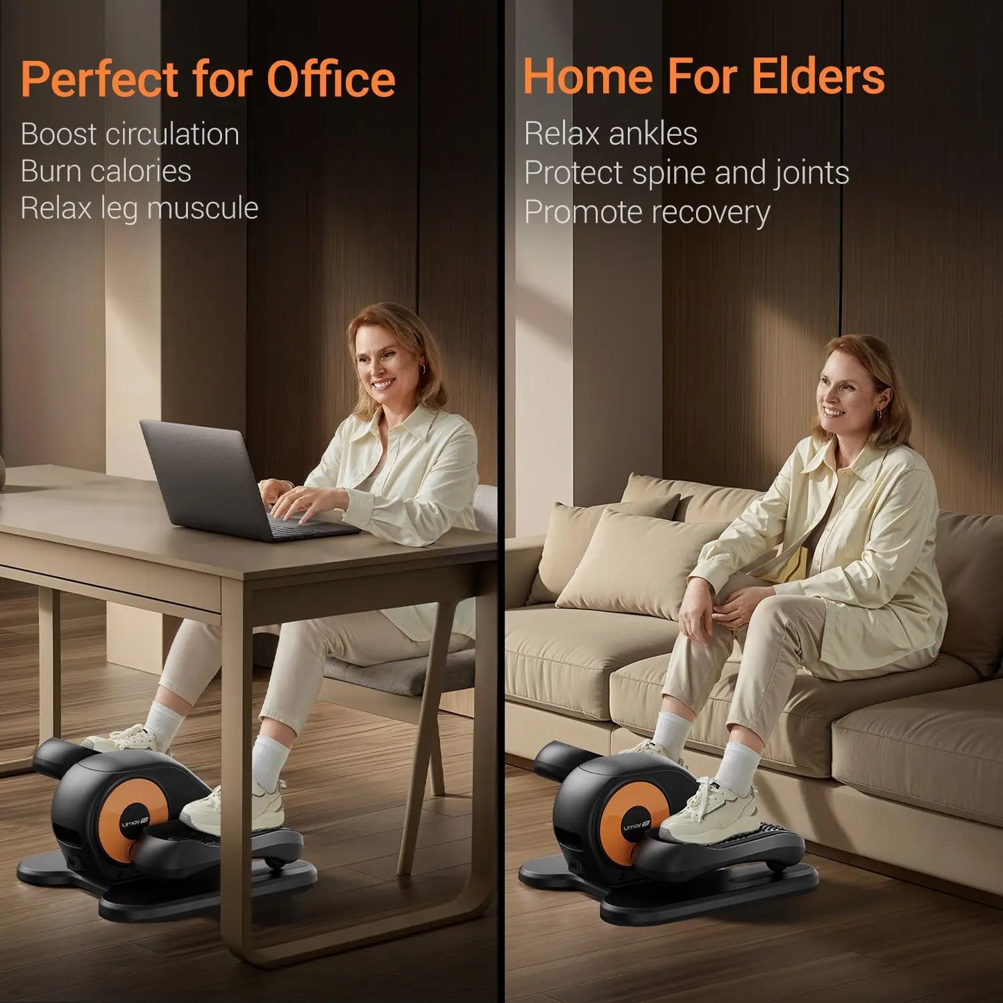 Quiet Portable Under Desk Elliptical For Seniors Seated