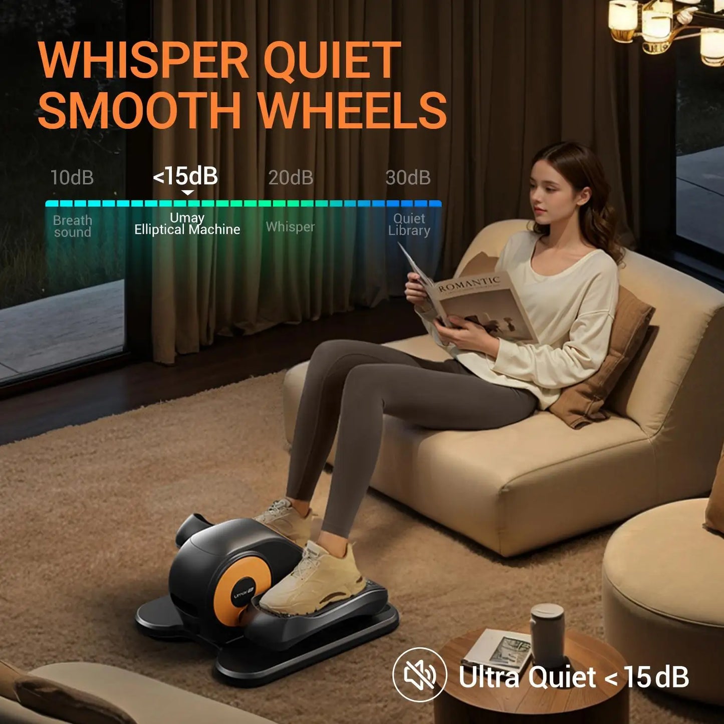 Quiet Portable Under Desk Elliptical For Seniors Seated